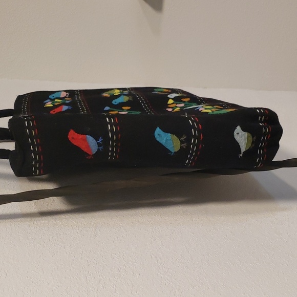 Vintage LuLu Guinness tote bag little birds & flower black - Picture 3 of 12